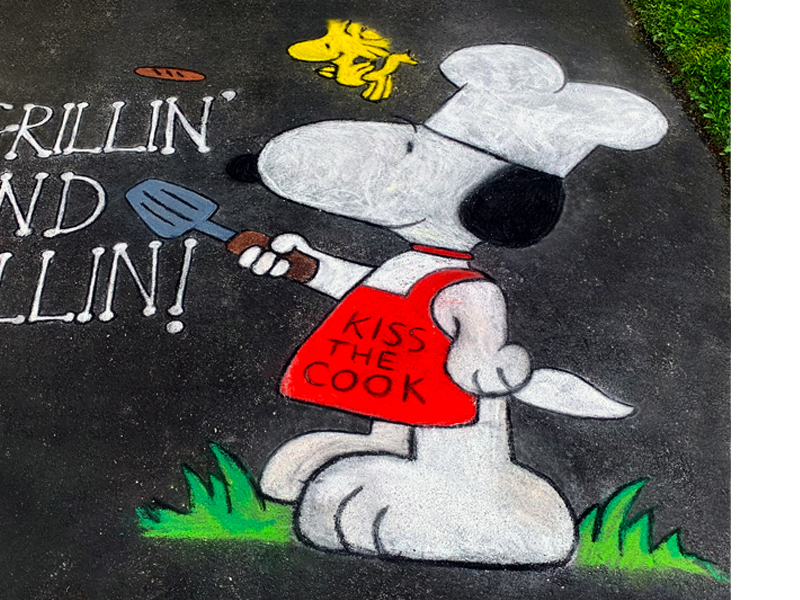 Snoopy & Woodstock Grillin' and Chillin Chalk Mural
